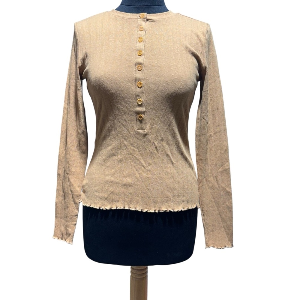 Reformation‎ Jeans Butterscotch Long Sleeve Button-Up Top Size Medium